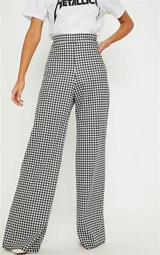 Dogtooth Wide Leg Trousers By Boutique