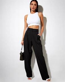 Dogtooth Wide Leg Trousers By Boutique