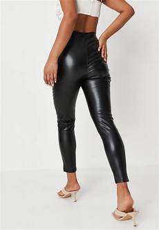 Faux Leather Waistband Trousers