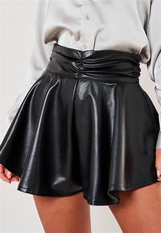 Faux Leather Waistband Trousers