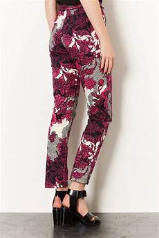 Floral Print Scuba Cigarette Trousers