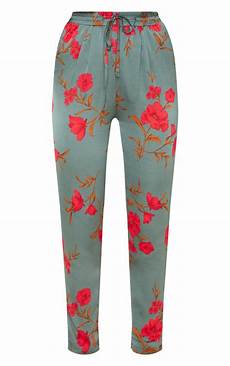 Floral Print Scuba Cigarette Trousers