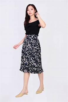 Foil Pleated Midi Skirt