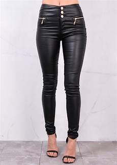 High-Waisted Leather-Look Trousers