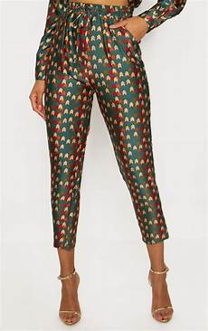 Mini Chevron Print Cigarette Trousers