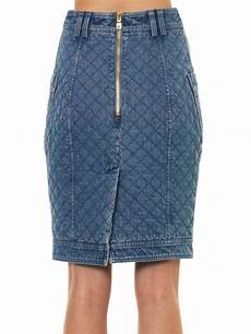 Moto Quilted Denim Skirt
