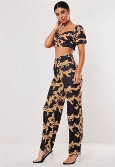 Petite Disk Print Wide Leg Trousers