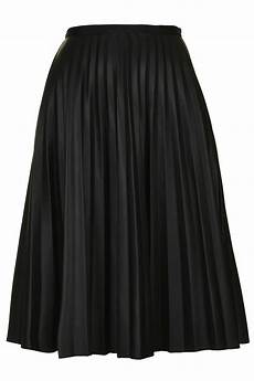 Pu Black Pleated Midi Skirt
