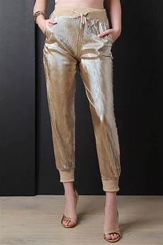 Quilted Metallic Joggers